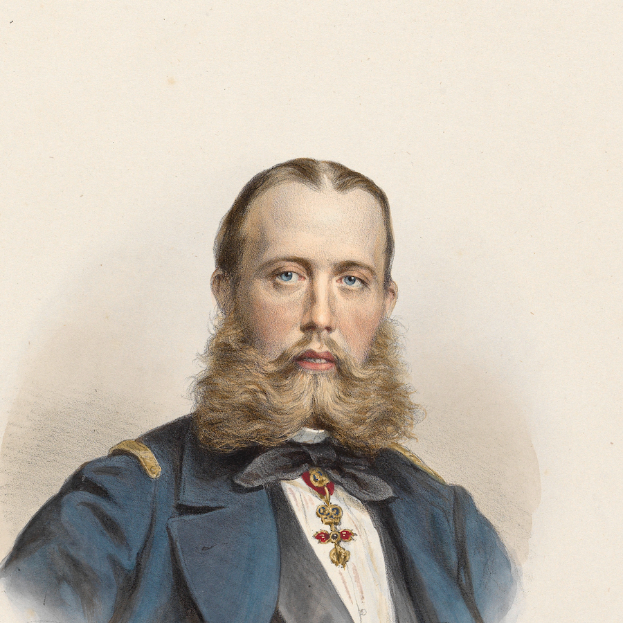 Detail from the engraving of Maximilian (1832–1867) by Josef Kriehuber. Dated 1867.