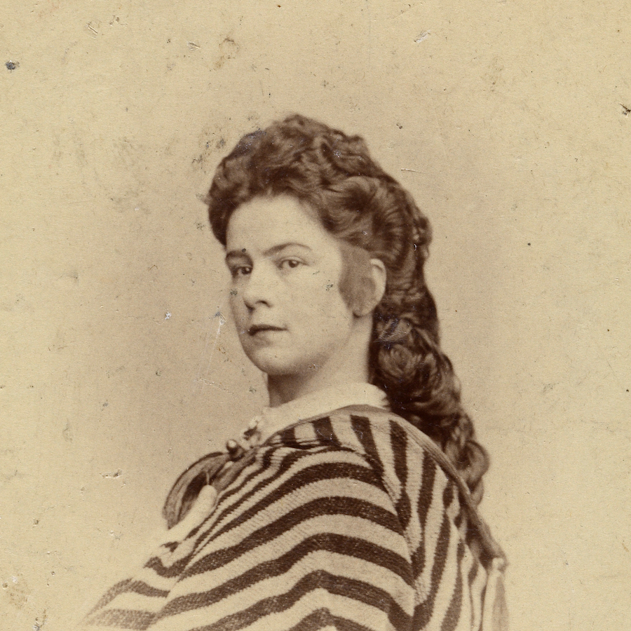 Detail from a photograph of Empress Elisabeth (1837–1898) by Victor Angerer. Circa 1868–1869.